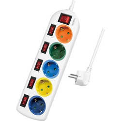 Πολύπριζο Logilink 5-fach,5xCEE 7/3,m. 6switch,bunt