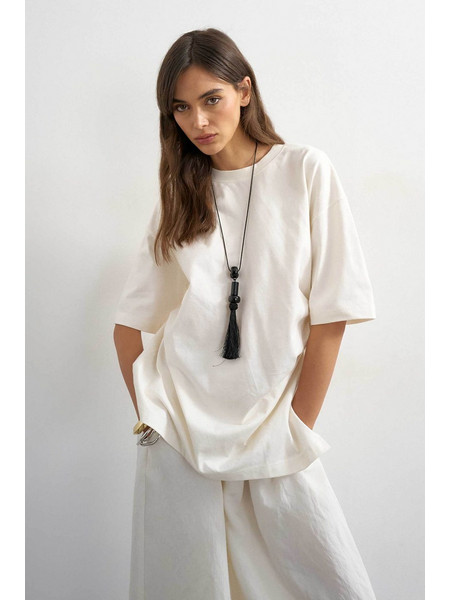Topshop γυναικείο T-shirt μονόχρωμο Oversize Fit Rikka - 31001438 Υπόλευκο