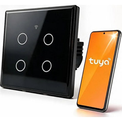 Qoltec Χωνευτός Διακόπτης Τοίχου Αφής Wi-Fi με Πλαίσιο Μαύρος