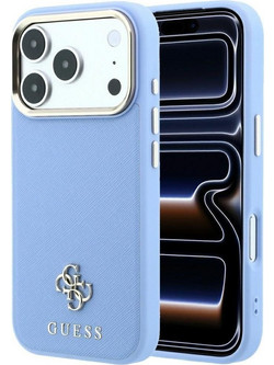 Guess Saffiano Small 4G & Classic Logo MagSafe Θήκη iPhone 18 Pro Max / 17 Pro Max Light Blue GUHMP18X6PSA4DMB