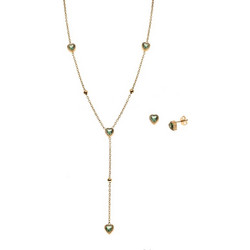 Σετ Γυναικείο Senza Gold Plated Stainless Steel, Κολιέ και σκουλαρίκια με καρδιές