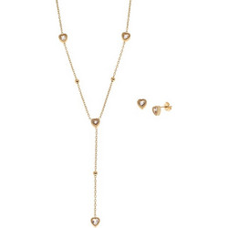 Σετ Γυναικείο Senza Gold Plated Stainless Steel, Κολιέ και σκουλαρίκια με καρδιές - SSD6740GD