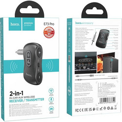 Bluetooth Transmitter Hoco E73 Pro Journey 2-in-1 BT v5.0,έξοδος AUX 3.5mm και USB-C με Ενσωματωμένο Μικρόφωνο Μαύρο
