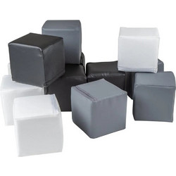 MeowBaby Soft Foam Building Blocks 15x15cm Cubes Certified, White/Black/Gray (KL003IE) (MEBKL003IE)