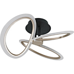 POWERTECH LED φωτιστικό οροφής HLL-0206, 40W, 4000K, Φ53x26cm, οπάλ χρυσό/μαύρο - HLL-0206
