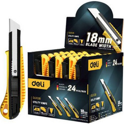DELI 24 PCS 18MM CUTTER SET 18MM/SK5 YELLOW