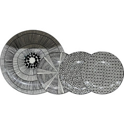 Serax Πιατο Γλυκου Set 7Τμχ New Bone China Λευκο Μαυρο 30x30x3 - Liberta - Μαύρο,Λευκό