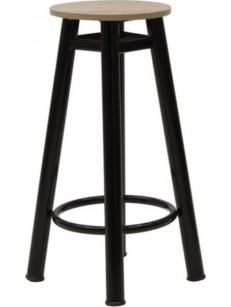 Σκαμπό Μπαρ Onyx Pakoworld Ξύλο Δρυς-Μέταλλο Μαύρο Gloss Φ33X77Εκ