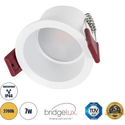 GLOBOSTAR IP 60345 Χωνευτό Downlight Σποτ Μπάνιου LED 7W 700lm 45 AC 220-240V Αδιάβροχο IP44 Θερμό Λευκό 2700K - Lumileds SMD Chip & TUV SUD Driver - Λευκό Ματ - Μ6.6 x Π6.6 x Υ5.3cm / Q5.5cm