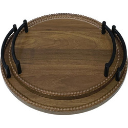 Διακοσμητικοί Δίσκοι (Σετ 2Τμχ) 15-26009 Φ35/30cm Brown-Black Marhome Mdf,Μέταλλο
