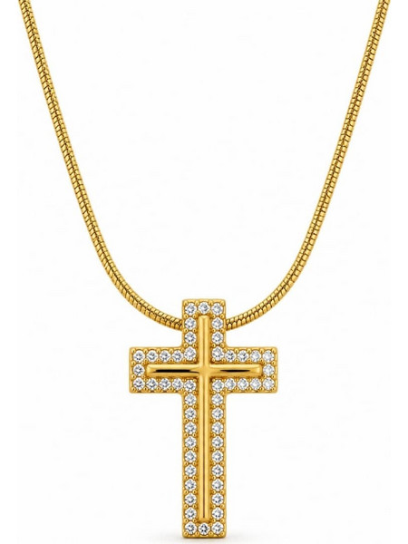 Γυναικείο Κολιέ Peebls Crystal Cross Gold
