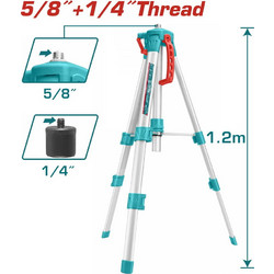 TOTAL ΤΡΙΠΟΔΑΣ ΑΛΟΥΜΙΝΙΟΥ ΓΙΑ ΑΛΦΑΔΙΑ LASER 5/8" & 1/4" 1.2m (TLLT01152) TOTAL