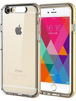 Transparent Silicone Flexible Led Flash Case Gold Iphone 6 Διαφανής Χρυσή Θήκη Κίνητού i6
