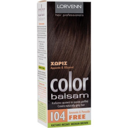 Lorvenn Color Balsam 104 Καστανό Μεσαίο Ημιμόνιμη Βαφή Μαλλιών Χωρίς Αμμωνία 60ml
