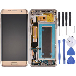 for Galaxy S7 Edge / G935A Original LCD Screen and Digitizer Full Assembly with Frame & Charging Port Board & Volume Button & Power Button(Gold) (OEM)