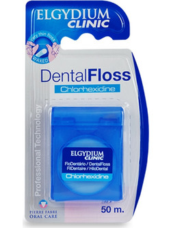 Elgydium Clinic DentalFloss Chlorhexidine Κερωμένο Οδοντικό Νήμα 50m
