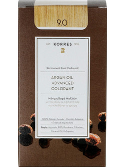 Korres Argan Oil Advanced Colorant 9.0 Κατάξανθο Φυσικό Μόνιμη Βαφή Μαλλιών Χωρίς Αμμωνία 50ml