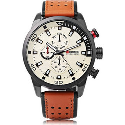 Curren Ανδρικό Ρολόι με Καφέ Δερμάτινο Λουράκι 8250 Brown/White