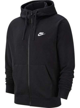 Nike Sportswear Club Ανδρική Ζακέτα Fleece με Κουκούλα και Φερμουάρ Μαύρη BV2648-010