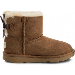 UGG Mini Bailey Bow II Παιδικά Μποτάκια Καφέ Suede με Γούνα 1017397K-CHE