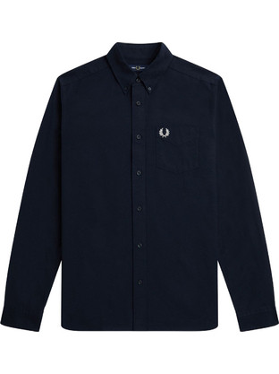 Fred Perry Ανδρικό Πουκάμισο Βαμβακερό Μακρυμάνικο Κανονική Γραμμή Navy Μπλε M5516-608