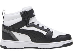 Puma Rebound V6 MID Παιδικά Sneakers Μποτάκια Μαύρα Λευκά 393832-01