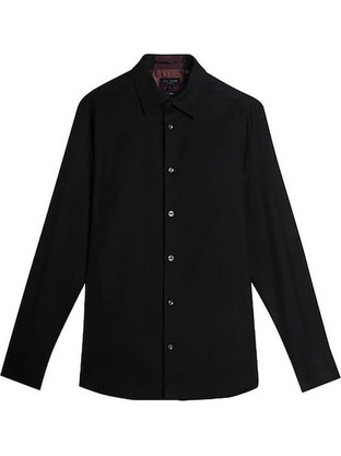 Ted Baker Ανδρικό Πουκάμισο Βαμβακερό Ριγέ Μακρυμάνικο Μαύρο 271741