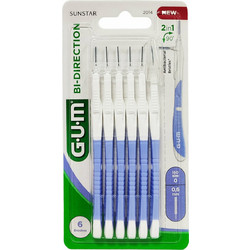 Gum Bi-Direction Μεσοδόντια Βουρτσάκια 0.6mm Μωβ 6τμχ