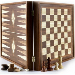 Manopoulos Classic Style Σκάκι - Τάβλι Ξύλινο με Πούλια 27x27cm STP28E