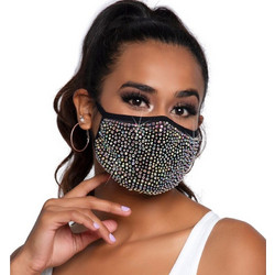 Leg Avenue Zuri Rhinestone Face Mask Black