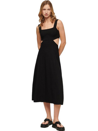Superdry Midi Καλοκαιρινό Φόρεμα Μαύρο W8011607A-02A
