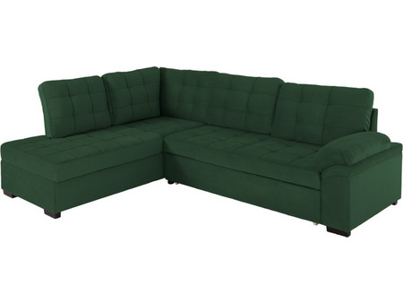 HomeMarkt Jade Γωνιακός Καναπές Κρεβάτι Αριστερή Γωνία Βελούδινος Πράσινος 250x180x88cm HM3144.05L