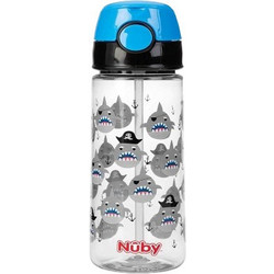 Nuby Push Sharks Παιδικό Μπουκάλι Πλαστικό BPA Free με Καλαμάκι Πολύχρωμο 530ml