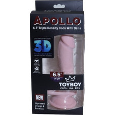 Toyboy Apollo Dual Layer Ρεαλιστικό Dildo με Βεντούζα & Όρχεις 19cm Ροζ