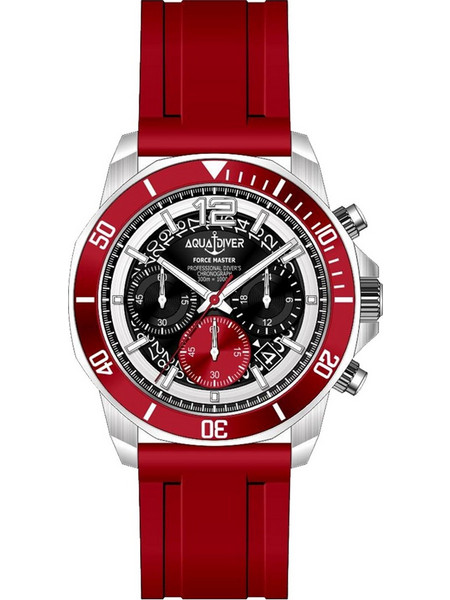 Aquadiver Force Master Ανδρικό Ρολόι Χρονογράφος με Κόκκινο Καουτσούκ Λουράκι SS23086G14