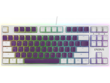 Turbo-X Erebus Μηχανικό Gaming Πληκτρολόγιο TenKeyLess RGB White Purple