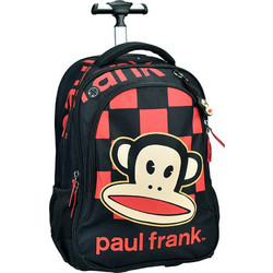 Back Me UP Paul Frank Party Fever Σχολική Τσάντα Τρόλεϊ Δημοτικού Μαύρη Κόκκινη 346-89074