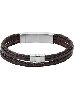 Fossil Ανδρικό Βραχιόλι Χειροπέδα από Δέρμα JF02934040
