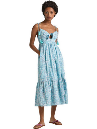 Pepe Jeans Midi Καλοκαιρινό Καθημερινό Φόρεμα Γαλάζιο PL953533-558