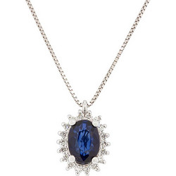 Million Diamonds Γυναικείο Κολιέ Ροζέτα από Λευκόχρυσο 18K με Διαμάντι & Ζαφείρι MD20697