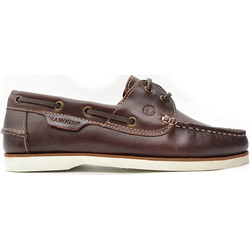Hawkins Ανδρικά Μοκασίνια Boat Shoes Δερμάτινα Καφέ Άσπρα 6418