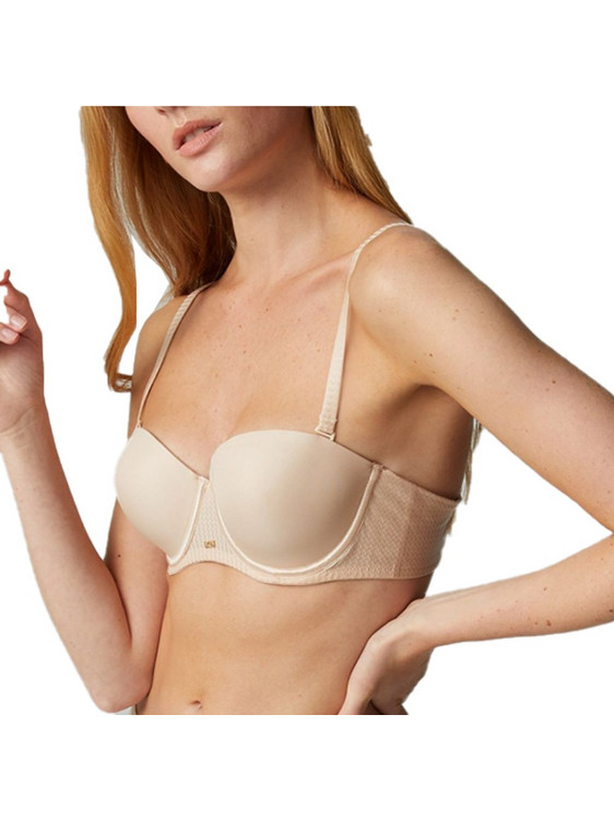 Lou Σουτιέν Strapless με Ελαφριά Ενίσχυση με Μπανέλα Μπεζ 25277