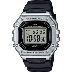 Casio Ψηφιακό Ανδρικό Ρολόι Χρονογράφος με Μαύρο Καουτσούκ Λουράκι W-218HM-7AVEF