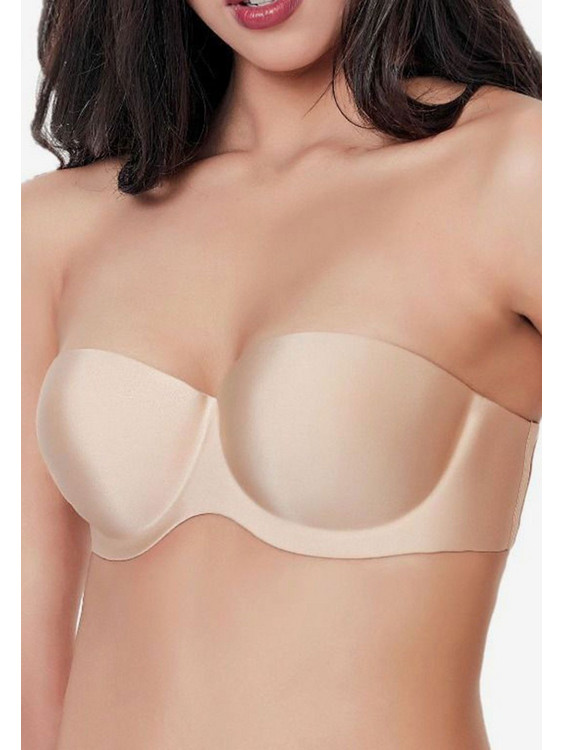 Norddiva Σουτιέν Strapless Push Up με Μπανέλα Μπεζ 8090