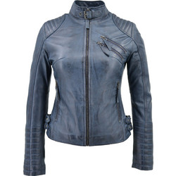Leather 100 Γυναικείο Μπουφάν Δερμάτινο Κοντό Μπλε 14-W-EVA