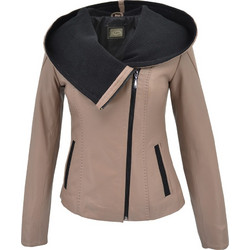 Leather 100 Γυναικείο Μπουφάν Χειμωνιάτικο Δερμάτινο Μακρύ Μπεζ 05-W-GIANCARAN