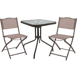 HomeMarkt Figo Σετ Τραπεζαρία Κήπου Μεταλλικό 3τμχ Καφέ HM21036