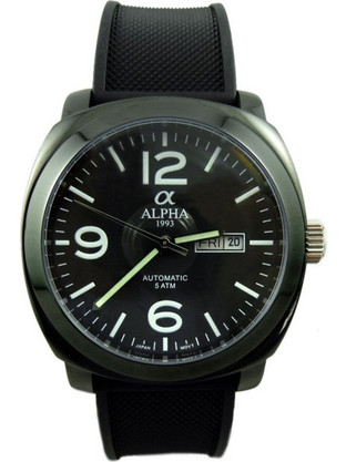 Alpha α 1993 Ανδρικό Ρολόι Αυτόματο με Μαύρο Καουτσούκ Λουράκι WIA93PRN5DD8205BLK
