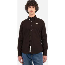 La Martina Ανδρικό Πουκάμισο Μακρυμάνικο Slim Fit Καφέ ZMC003-PP483-04199