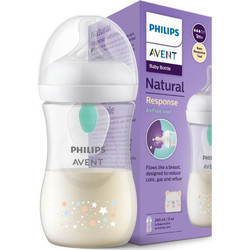 Philips Avent Natural Response Πλαστικό Μπιμπερό με Θηλή Σιλικόνης κατά των Κολικών 0+ Μηνών Transparent 260ml SCY673/82